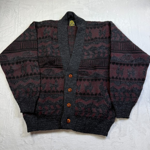 VTG Tejidos Ruminahui Sweater Adult Lg WOOL Cardigan Aztec Alpaca Llama